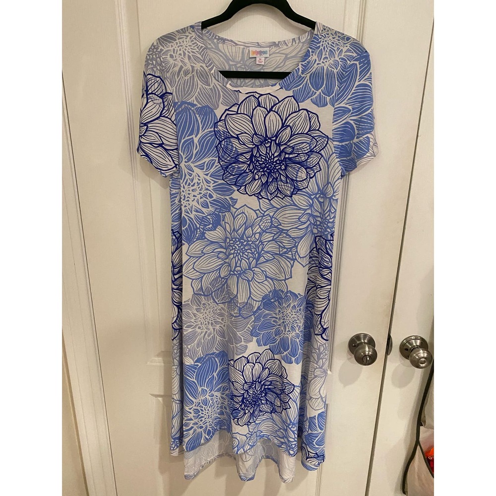 LuLaRoe Blue Floral Print Dress Size M